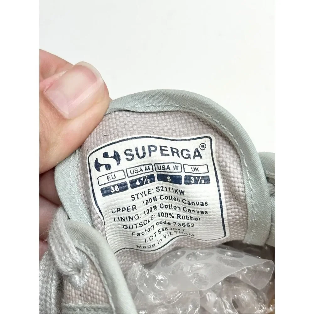 Surperga Sneakers Womens Size 6 Light Green‎ Canvas Lace Up Shoes